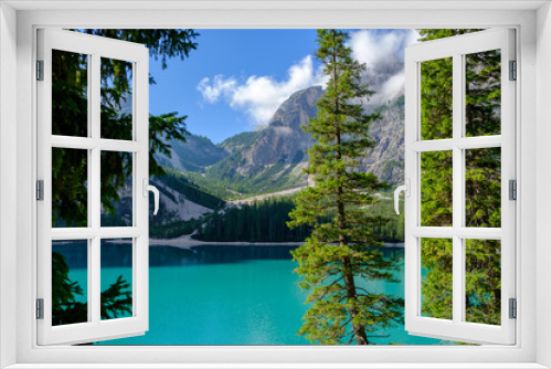 Fototapeta Naklejka Na Ścianę Okno 3D - Pragser Wildsee, Lago di Braies, Start des Dolomiten Höhenwegs 1, Alta Via 1, Südtirol, Italien 