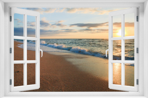 Fototapeta Naklejka Na Ścianę Okno 3D - Sea sunset surf wave
