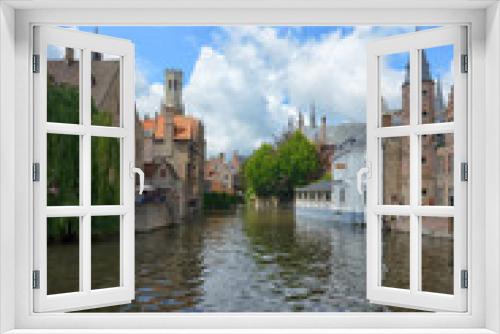 Fototapeta Naklejka Na Ścianę Okno 3D - Classic view of channels of Bruges