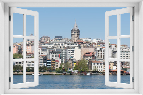 Fototapeta Naklejka Na Ścianę Okno 3D - City view of Istanbul, Turkey from the sea overlooking Galata Tower