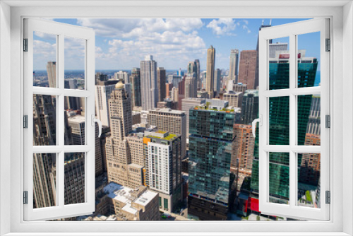 Fototapeta Naklejka Na Ścianę Okno 3D - Aerial Downtown Chicago skyscrapers