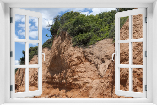 Fototapeta Naklejka Na Ścianę Okno 3D - Effects of seaside coastal erosion with clayey soil