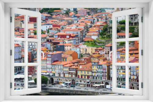 Fototapeta Naklejka Na Ścianę Okno 3D - Porto, Portugal - July 2017. The Douro River and the Ribeira District which is the most famous part of Porto