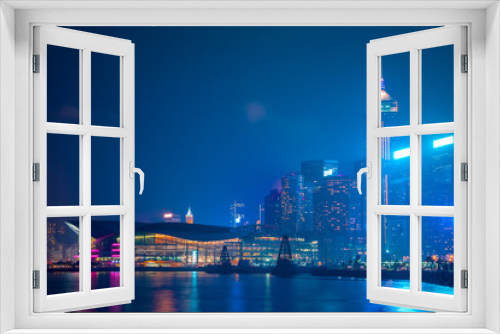 Fototapeta Naklejka Na Ścianę Okno 3D - Night Embankment of Hong Kong