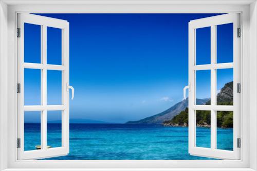 Fototapeta Naklejka Na Ścianę Okno 3D - blue adriatic sea mountain on background 