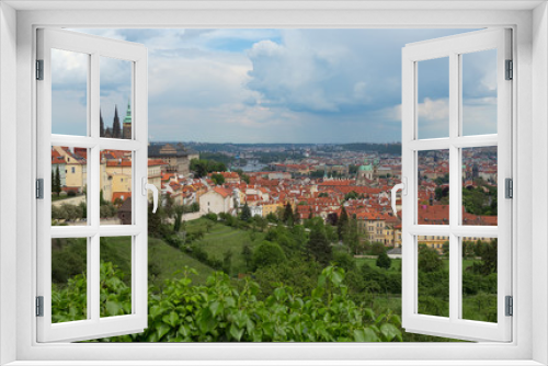 Fototapeta Naklejka Na Ścianę Okno 3D - View of the castles of Prague from the hill