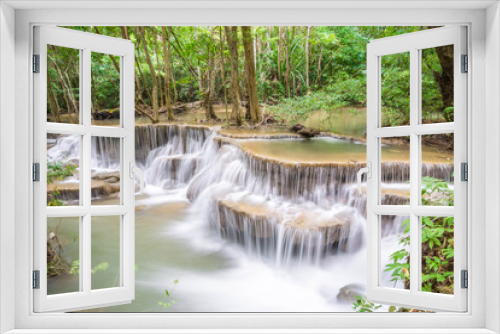 Fototapeta Naklejka Na Ścianę Okno 3D - Huay Mae Kamin waterfall  at Khuean Srinagarindra National Park kanchanaburi povince , Thailand 
