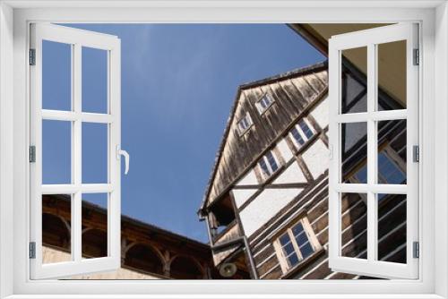 Fototapeta Naklejka Na Ścianę Okno 3D - An half-timbered house in the town Ustek