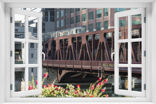 Fototapeta Naklejka Na Ścianę Okno 3D - Bridge crossing Chicago river