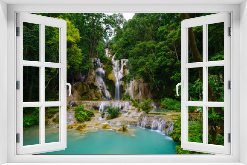 Fototapeta Naklejka Na Ścianę Okno 3D - Kwang Si Waterfall