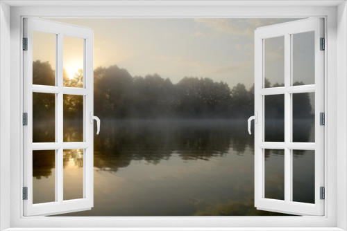 Fototapeta Naklejka Na Ścianę Okno 3D - Lake morning mist summer
