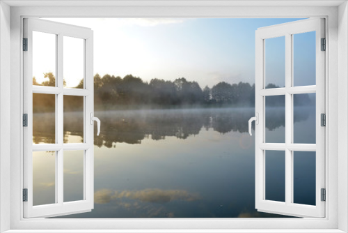 Fototapeta Naklejka Na Ścianę Okno 3D - landscape morning misty lake