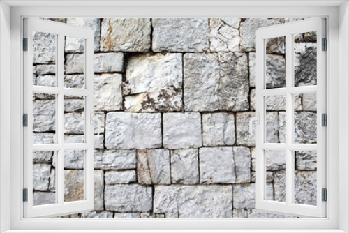 Fototapeta Naklejka Na Ścianę Okno 3D - gray stone wall