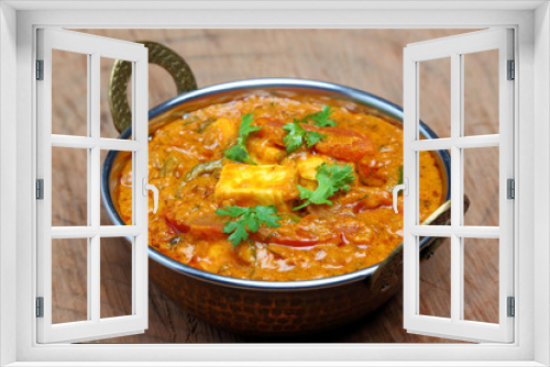 Fototapeta Naklejka Na Ścianę Okno 3D - Indian Food or Indian Curry in a copper brass serving bowl.