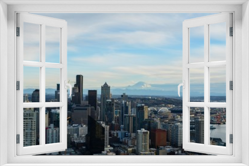 Fototapeta Naklejka Na Ścianę Okno 3D - Seattle cityscape with Mount Rainier. 