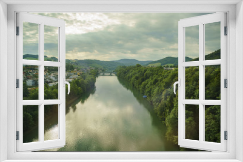 Fototapeta Naklejka Na Ścianę Okno 3D - River rural scene near Zurich