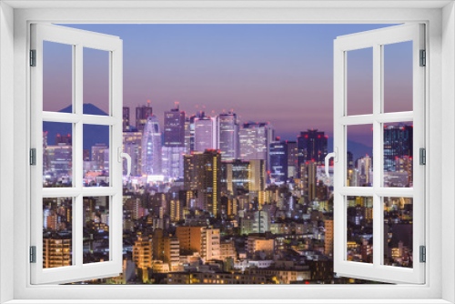 Fototapeta Naklejka Na Ścianę Okno 3D - Tokyo, Japan cityscape with Fuji.