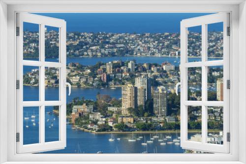 Fototapeta Naklejka Na Ścianę Okno 3D - Houses and apartments along the shore of Sydney Harbour