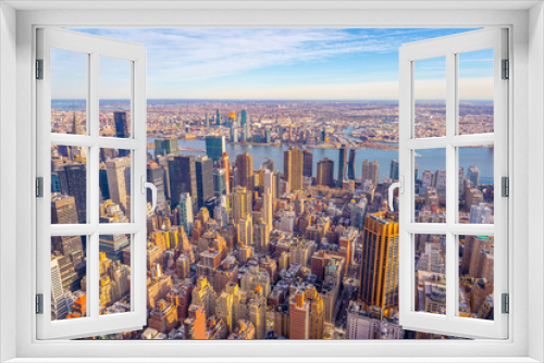 Fototapeta Naklejka Na Ścianę Okno 3D - Amazing Aerial View of Manhattan for Wallpaper, Sunny Day
