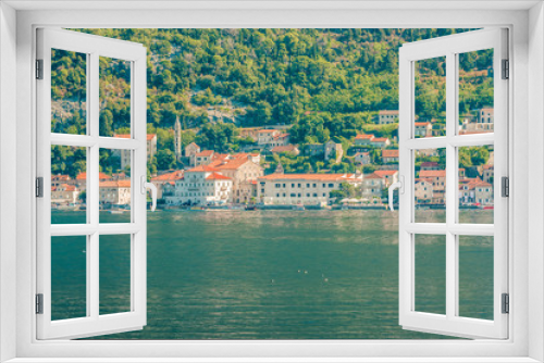 Fototapeta Naklejka Na Ścianę Okno 3D - View of the city of Perast in Kotor Bay, Montenegro.