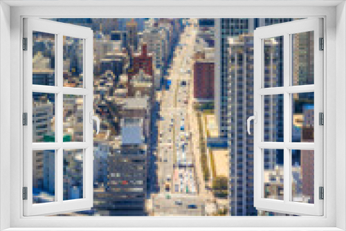 Fototapeta Naklejka Na Ścianę Okno 3D - Cityscape of Tokyo city, japan. Aerial skyscraper view of office building and downtown of tokyo city background. Tokyo is metropolis and center of new world's modern business, Shinjuku, Tokyo, japan