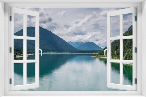 Fototapeta Naklejka Na Ścianę Okno 3D - The mountain lake  Sylvenstein lake in Bavaria, Germany