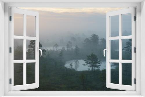 Fototapeta Naklejka Na Ścianę Okno 3D - Foggy morning over Konnu Suursoo bog