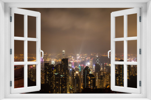Fototapeta Naklejka Na Ścianę Okno 3D - HONG KONG - Feburary 27 th 2016 : Night view from Victoria Peak in Hong Kong
