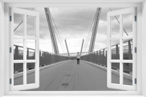 Fototapeta Naklejka Na Ścianę Okno 3D - Woman on the bridge. Slovakia