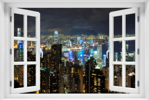 Fototapeta Naklejka Na Ścianę Okno 3D - Hong Kong skyline at night.