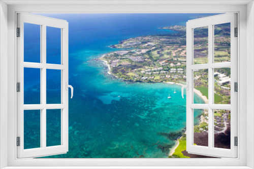 Fototapeta Naklejka Na Ścianę Okno 3D - Luftaufnahme des Luxushotels Waikoloa Beach Marriott Resort an der Westküste von Big Island, Hawaii, USA.