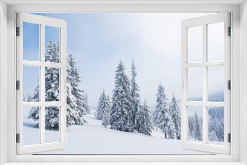 Fototapeta Naklejka Na Ścianę Okno 3D - Spruce forest in the snow