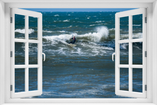 Fototapeta Naklejka Na Ścianę Okno 3D - Kitesurfer riding ocean waves