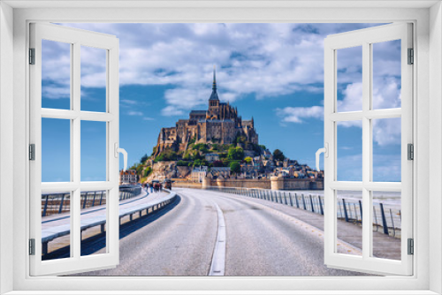 Fototapeta Naklejka Na Ścianę Okno 3D - Beautiful Mont Saint Michel cathedral on the island, Normandy, Northern France, Europe