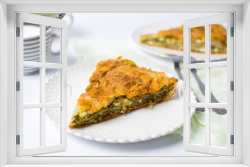 Fototapeta Naklejka Na Ścianę Okno 3D - Homemade pie with cheese and spinach