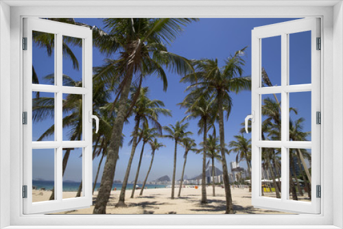 Fototapeta Naklejka Na Ścianę Okno 3D - Coconut trees in Copacabana Beach Rio de Janeiro Brazil