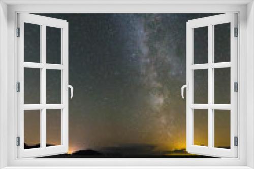 Fototapeta Naklejka Na Ścianę Okno 3D - Nairbyl Bay Isle of Man with Milkyway by night Portrait