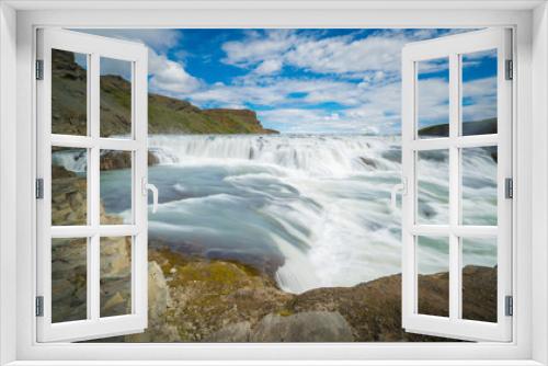 Fototapeta Naklejka Na Ścianę Okno 3D - GULLFOSS, The most famoust Icelandic waterfall, The Golden Falls of Gullfoss,  Summer time in Iceland