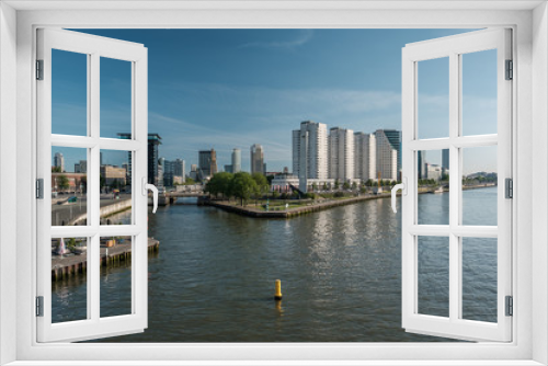 Fototapeta Naklejka Na Ścianę Okno 3D - Rotterdam city cityscape skyline Nieuwe Maas (Rhine) river in front, South Holland, Netherlands.