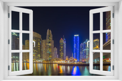 Fototapeta Naklejka Na Ścianę Okno 3D - Dubai Marina Cityscape United Arab Emirates architecture