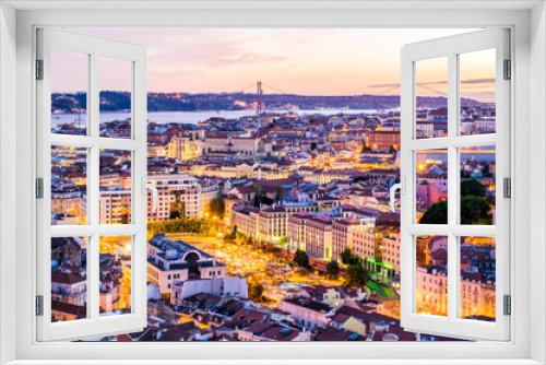 Fototapeta Naklejka Na Ścianę Okno 3D - Aerial view of Lisbon from the Senhora do Monte viewpoint, located in the Graça neighborhood, Portugal
