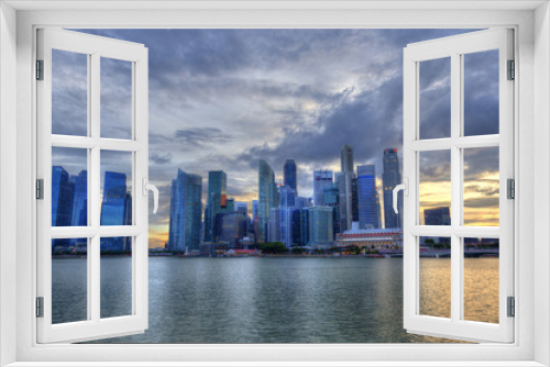 Fototapeta Naklejka Na Ścianę Okno 3D - Singapore Skyline at Marina Bay During Sunset