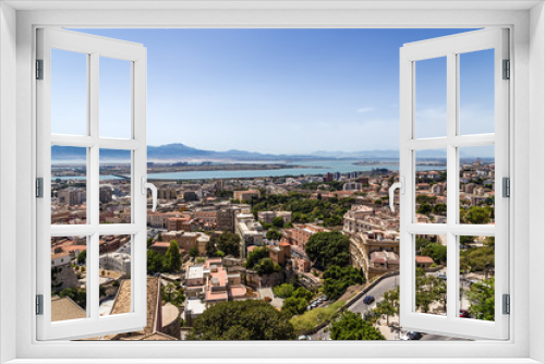 Cagliari, Sardinia, Italy. A picturesque view of the city and the surrounding area from the tower of San Pancrazio