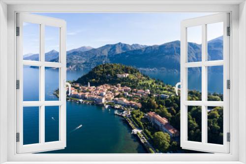 Fototapeta Naklejka Na Ścianę Okno 3D - Aerial view, village of Bellagio, famous destination on Como lake in Italy