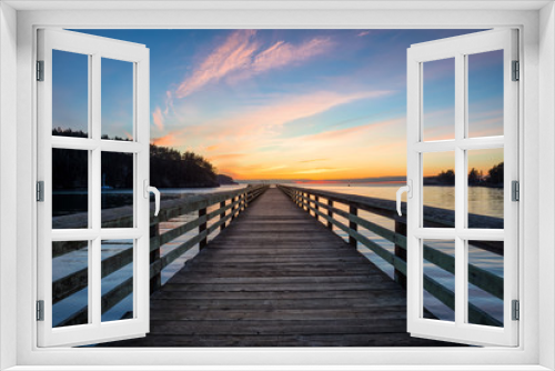 Fototapeta Naklejka Na Ścianę Okno 3D - Scenic view on the wooden quay of Pacific Ocean. Picture taken near Deception Pass, Washington, USA.