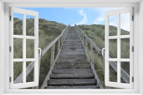Fototapeta Naklejka Na Ścianę Okno 3D - Treppenaufgang an der Steilküste