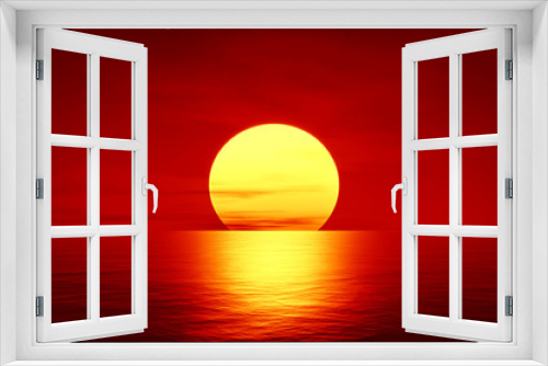 Fototapeta Naklejka Na Ścianę Okno 3D - red sunset over the ocean
