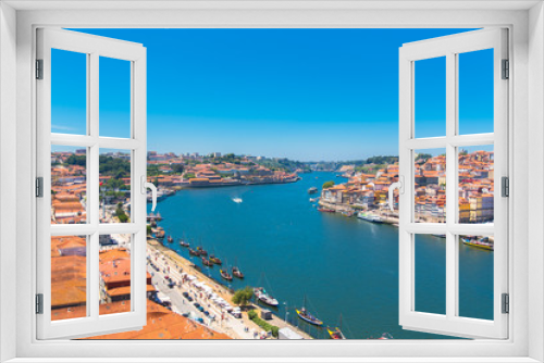 Fototapeta Naklejka Na Ścianę Okno 3D -     Porto, Portugal, panorama of the river Douro and tiles roofs 