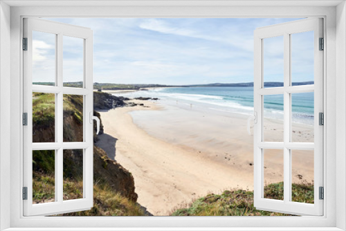 Fototapeta Naklejka Na Ścianę Okno 3D - sea and beach, sunny day / cornwall, godrevy