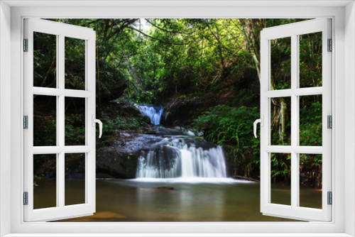 Fototapeta Naklejka Na Ścianę Okno 3D - waterfall , The natural water with mountain at Thailand